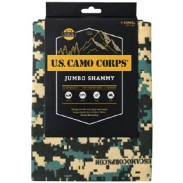 24 pieces U.s. Camo Corps Jumbo Shammy 27 X 20 Towel In Display - Store