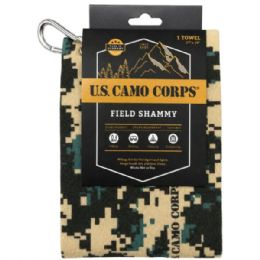 24 pieces U.s. Camo Corps Field Shammy 27 X 10 Towel With Carabiner Clip In Display - Store