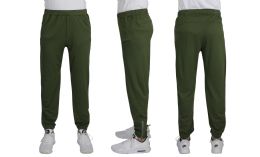 24 Packs Men's Moisture Wicking Performance Jogger With Ankle Zippers Olive Size S - Mens Sweatpants