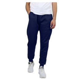 24 Packs Men's Premium Fleece Jogger Sweatpants Navy Size S - Mens Sweatpants