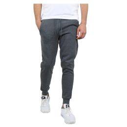 24 Packs Men's Premium Fleece Jogger Sweatpants Charcoal Size S - Mens Sweatpants
