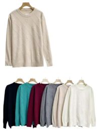Diagonal Ribbed Pattern Roundneck Sweater S/m And L/xl