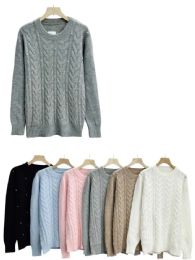 Knitted Cable Sweater With Bead Detailing S/m And L/xl