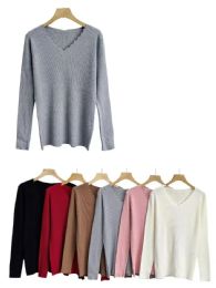 24 Pieces of V-Neck Long Sleeve Sweater