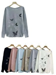 24 Pieces of Longsleeve Roundneck Sweater Butterfly Print