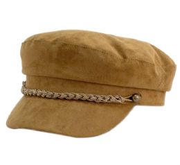 12 Pieces of Faux Suede Greek Fisherman Hats W/braided Band Assorted Color