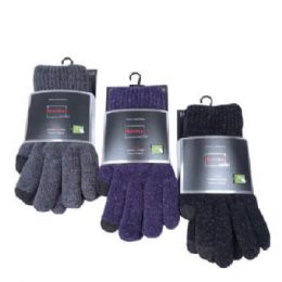 48 Pieces Mens Chenille Touch Gloves Assorted Colors - Fuzzy Gloves