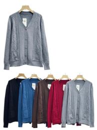 24 Pieces of Longsleeve V-Neck Sweater Cable Knit Pattern