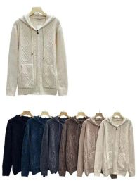 24 Pieces of Longsleeve Zipfront Hoodie Sweater Cable Knit Pattern