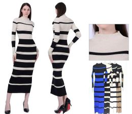 24 Pieces of Striped Longsleeve Midi Dress