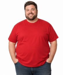 36 Pieces Mens Cotton Crew Neck Short Sleeve T-Shirts Red, 5X-Large - Solid T-Shirts