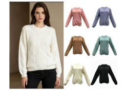 24 Pieces Women's Braid Cable Knit Sweater - Womens Sweaters & Cardigan