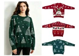 24 Pieces Women's Crewneck Christmas Sweater - Womens Sweaters & Cardigan
