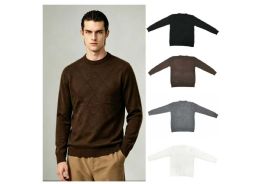 24 Pieces Men's Crewneck Argyle Pattern Sweater - Mens Sweat Shirt