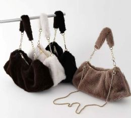 24 Pieces Faux Fur Shoulder Bag with Detachable Chain - Shoulder Bags & Messenger Bags