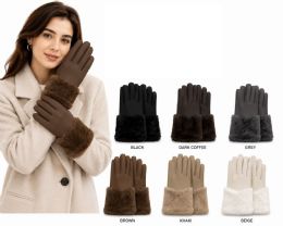 144 Pairs Faux Fur Wrist Ladies Gloves - Winter Sets Scarves , Hats & Gloves