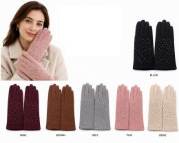 144 Pieces Ladies Gloves with Studded Design - Winter Sets Scarves , Hats & Gloves