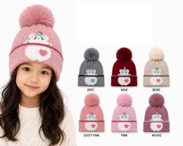 120 Pieces Girls Knit Pom Hat One Size - Winter Beanie Hats