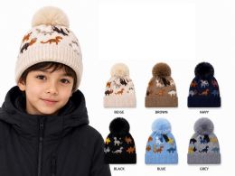 120 Pieces Boys Knit Pom Hat One Size - Winter Beanie Hats