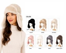 72 Pieces Knit Faux Fur Trapper Hat Adult Size - Winter Sets Scarves , Hats & Gloves