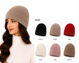 120 Pieces Knit Rhinestone Beanie Hat One Size - Winter Sets Scarves , Hats & Gloves