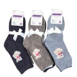 60 Pieces Women's Short Socks With Bear Design - Womens Crew Sock