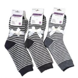 60 Pieces Women's striped short socks - Womens Crew Sock