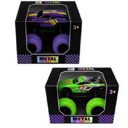24 pieces 3.5" Big Wheel Monster Truck Toy In Assorted Designs - Car, Planes, Trains & Bikes