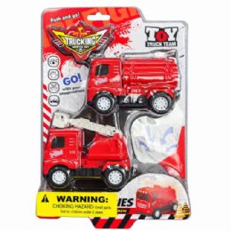 24 pieces Push And Go Emergency Fire Truck Vehicle Toy Set - Car, Planes, Trains & Bikes