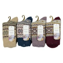 24 Pieces Women's Snowflake Winter Socks Assorted - Womens Crew Sock