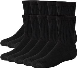 Hanes Boys Black Crew Socks Size 7-8.5