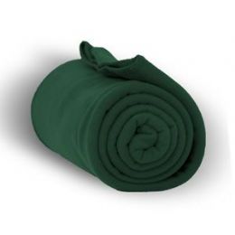 24 Wholesale Fleece Blankets/throw -Forest Green