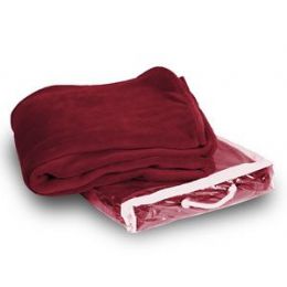 24 Pieces Micro Plush Coral Fleece Blanket - Burgundy - Micro Plush Blankets