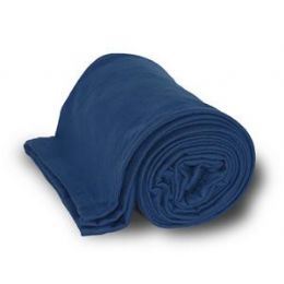 24 Wholesale Jersey Fleece Throws / Blankets - Navy