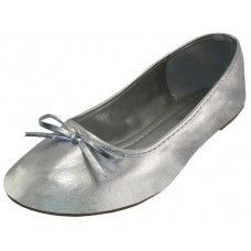 18 Wholesale Women's Ballet Flats Metallic Silver