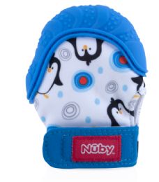48 pieces Nuby Teething Mitten W/ Silicone Tips (blue Penguin) - Baby Accessories