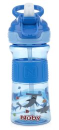 12 pieces Nuby Push Button FliP-It Soft Spout On The Go Cup -  Blue Sharks - Baby Accessories