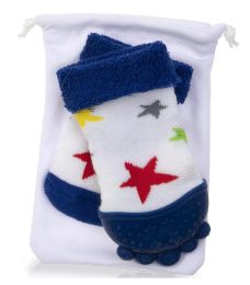 4 pieces Nuby Soothing Teether Sock, Blue Stars - Baby Accessories