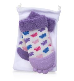 4 Wholesale Nuby Soothing Teether Sock, Purple Butterfly