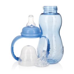 24 pieces Nuby 3 Stage Tritan Grow With Me NO-Spill Bottle To Cup, 10 Oz, Blue - Baby Bottles