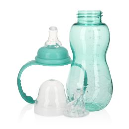 24 Wholesale Nuby 3 Stage Tritan Grow With Me NO-Spill Bottle To Cup, 10 Oz, Aqua