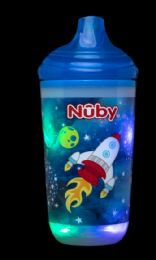 24 Wholesale Nuby 10oz Light Up Cup, NO-Spill, Blue, Rocket