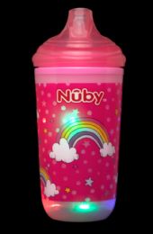 24 Wholesale Nuby 10oz Light Up Cup, NO-Spill, Pink, Rainbow