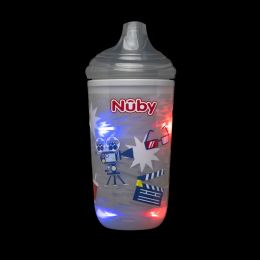 24 Bulk Nuby 10oz Light Up Cup, NO-Spill, Gray, Movies