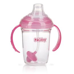 24 Wholesale Nuby 8oz 2 Handle Tritan Spout, 360 Weighted Straw, Pink