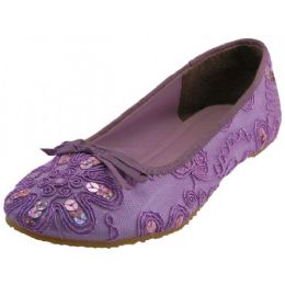 18 Wholesale Women's Sequin Ballet Flats ( *purple Color )