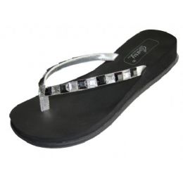 24 Wholesale Lady Rhinestones Thong Sandal Size: 6-11
