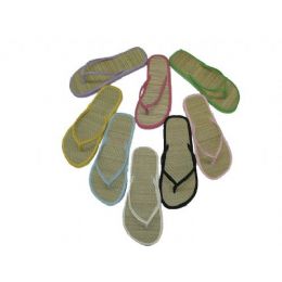 48 Pairs Ladies' Pastel Straw Sole Thong Size: 5-10 - Women's Flip Flops