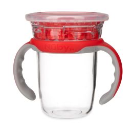 48 Wholesale Nuby NO-Spill Edge 360 Cup With Removable Handles. 8oz/ 240 Ml.red/gray