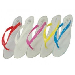 36 Pairs Ladie's Clear Jelly Thong Size: 6-11 - Women's Flip Flops